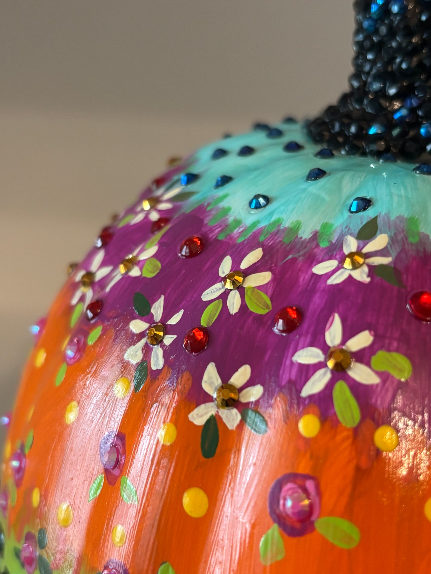 Bejeweled pumpkin - striped and dotted
