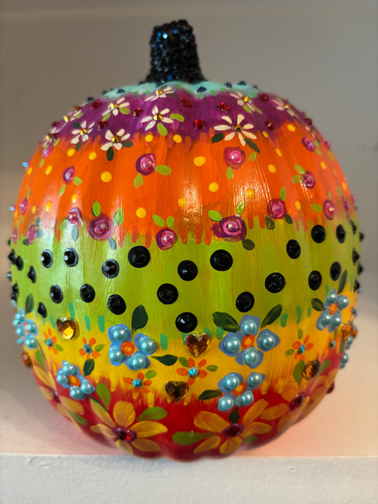 Bejeweled pumpkin - striped and dotted