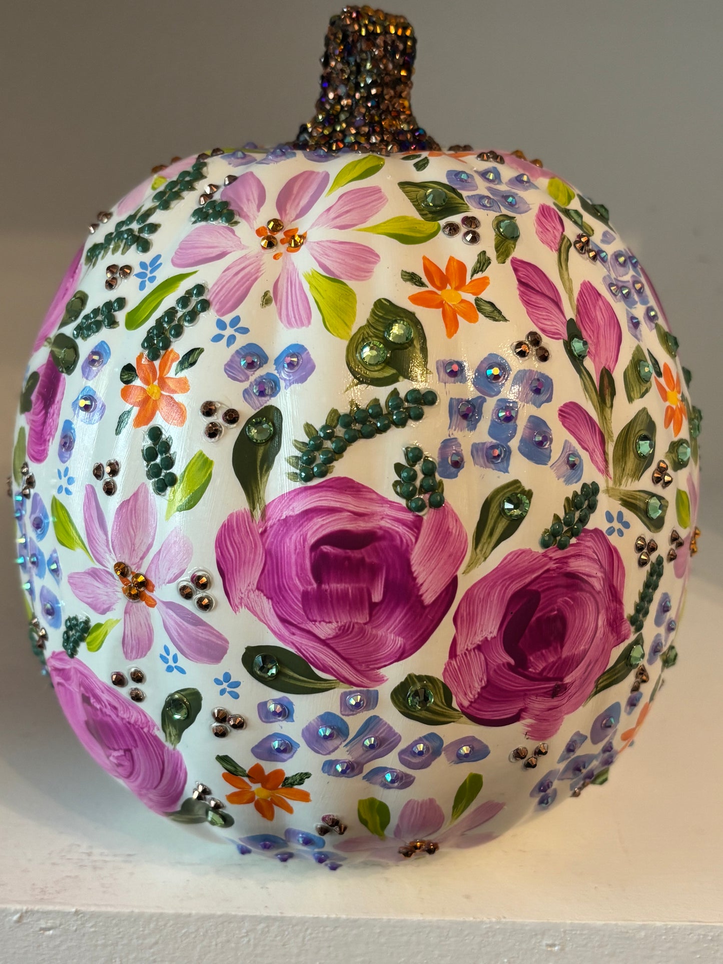 Bejeweled pumpkin - floral pattern