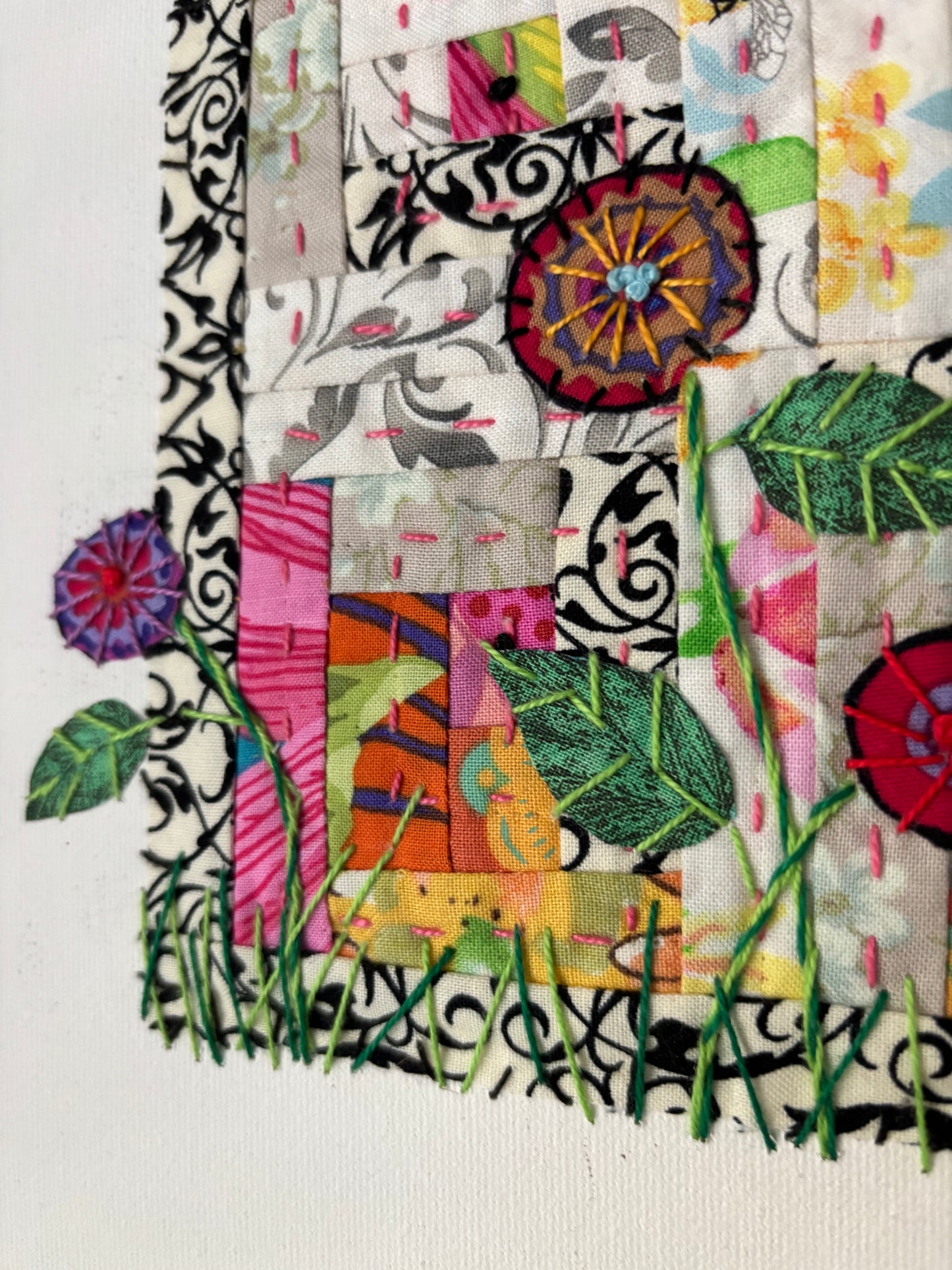 Mini Log Cabin 9-Patch with Flowers