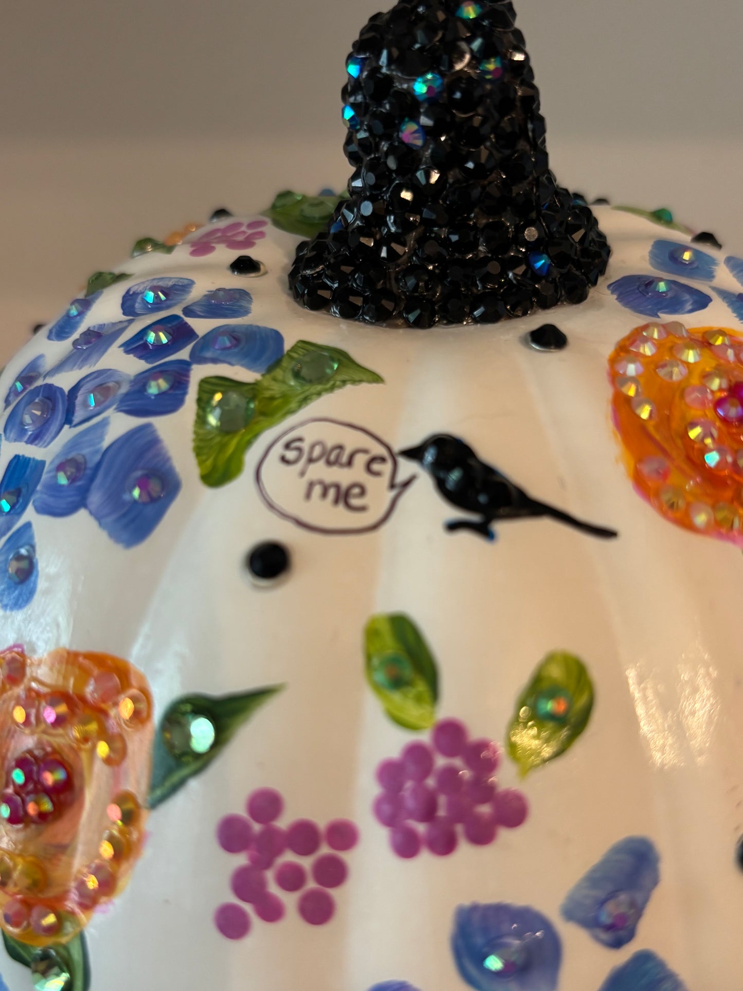Bejeweled pumpkin - angry crow pattern