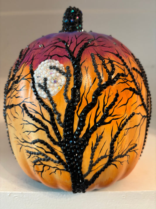 Bejeweled pumpkin with trees