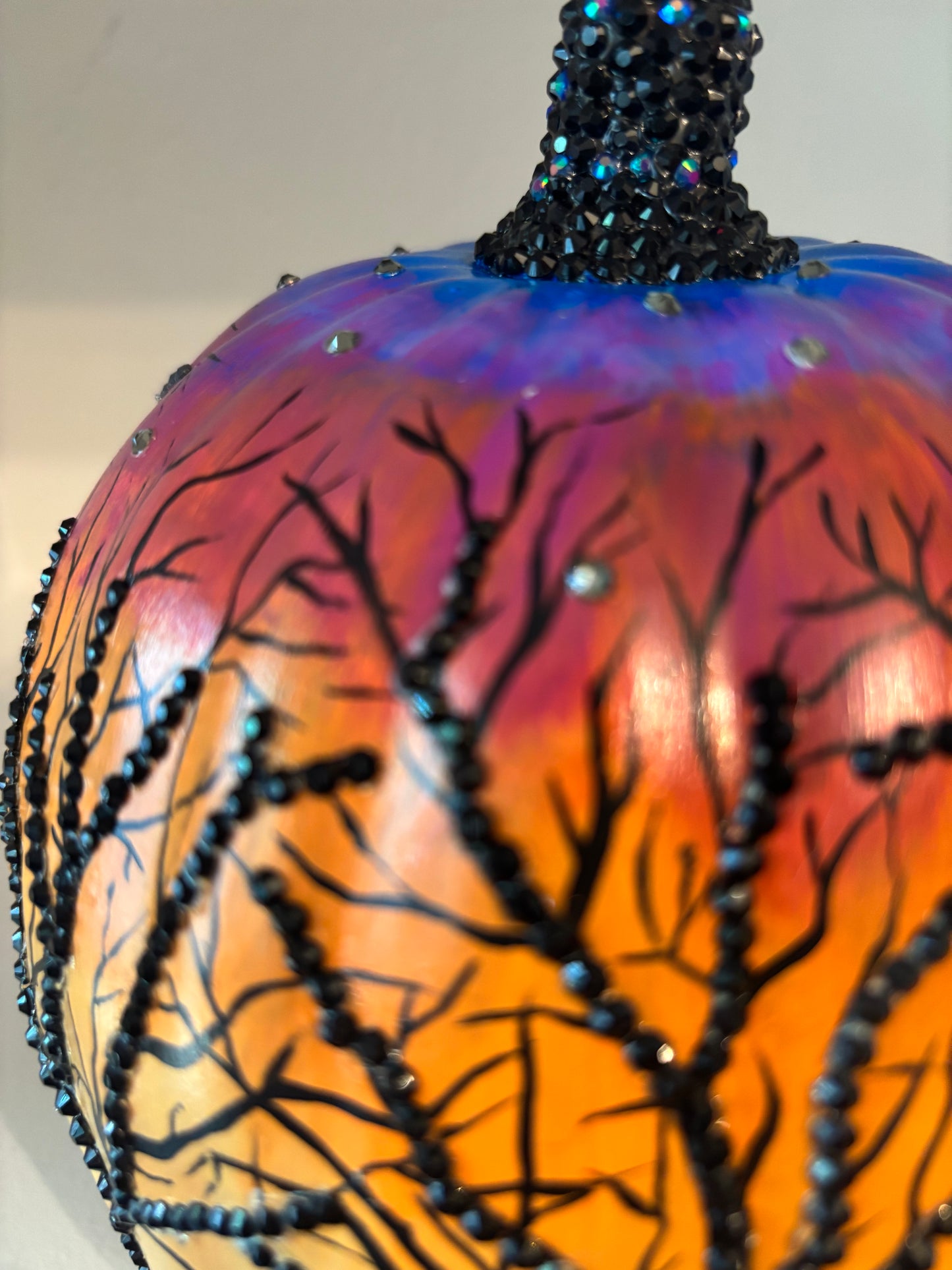 Bejeweled pumpkin with trees