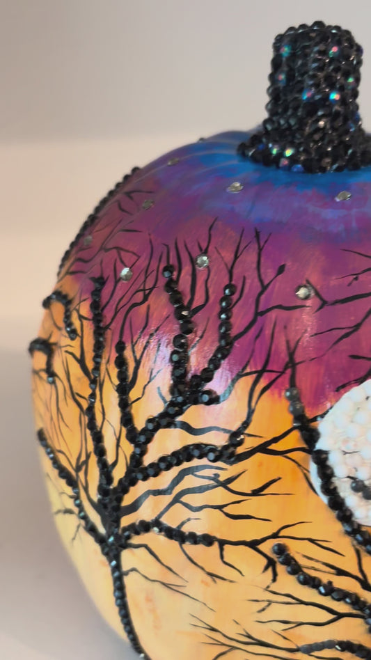 Bejeweled pumpkin with trees