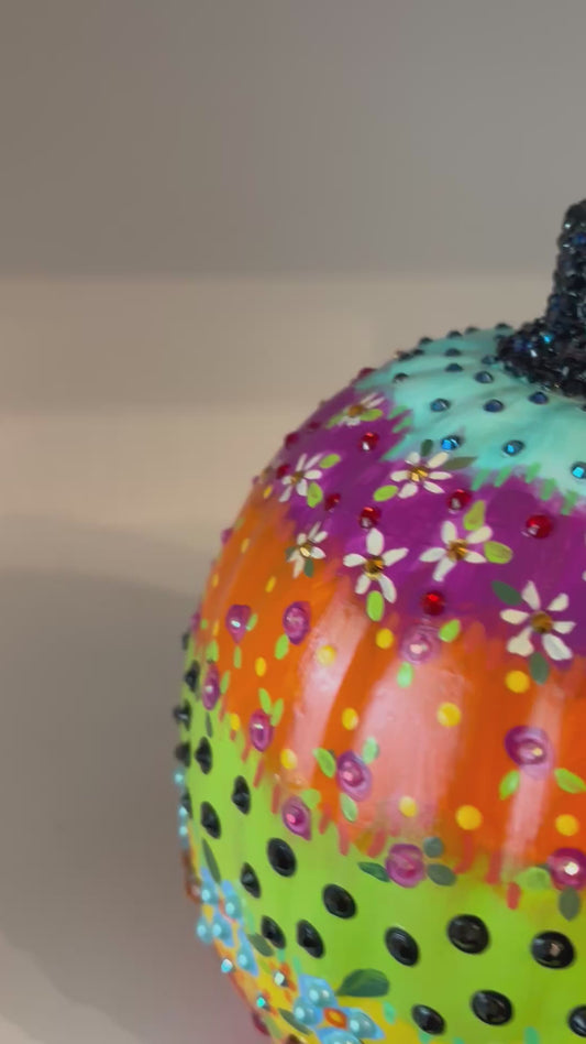 Bejeweled pumpkin - striped and dotted
