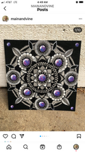 Mandala with purple in floating frame