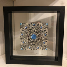 Mandala with blue in floating frame
