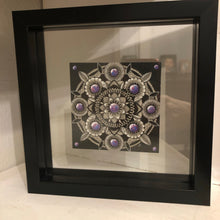 Mandala with purple in floating frame